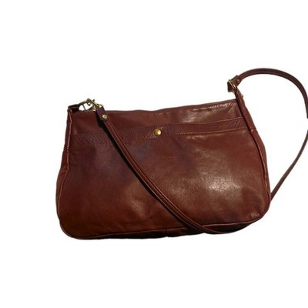 VTG LL Bean Burgundy Leather Crossbody Shoulder Bag Multi Compartment Organizer
